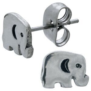 Pewter LUCKY ELEPHANTS post earrings